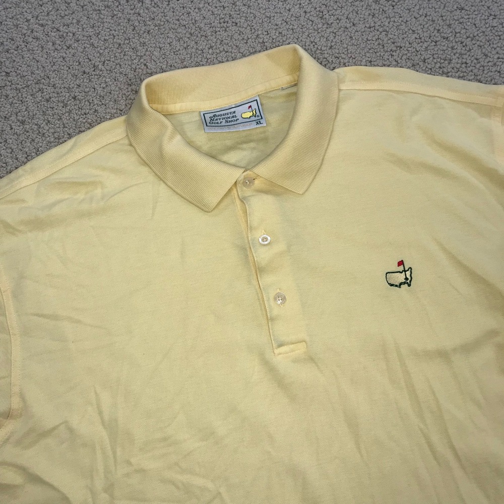 Augusta National Golf Shop Masters Polo Shirt Mens XL Yellow Mercerized Cotton